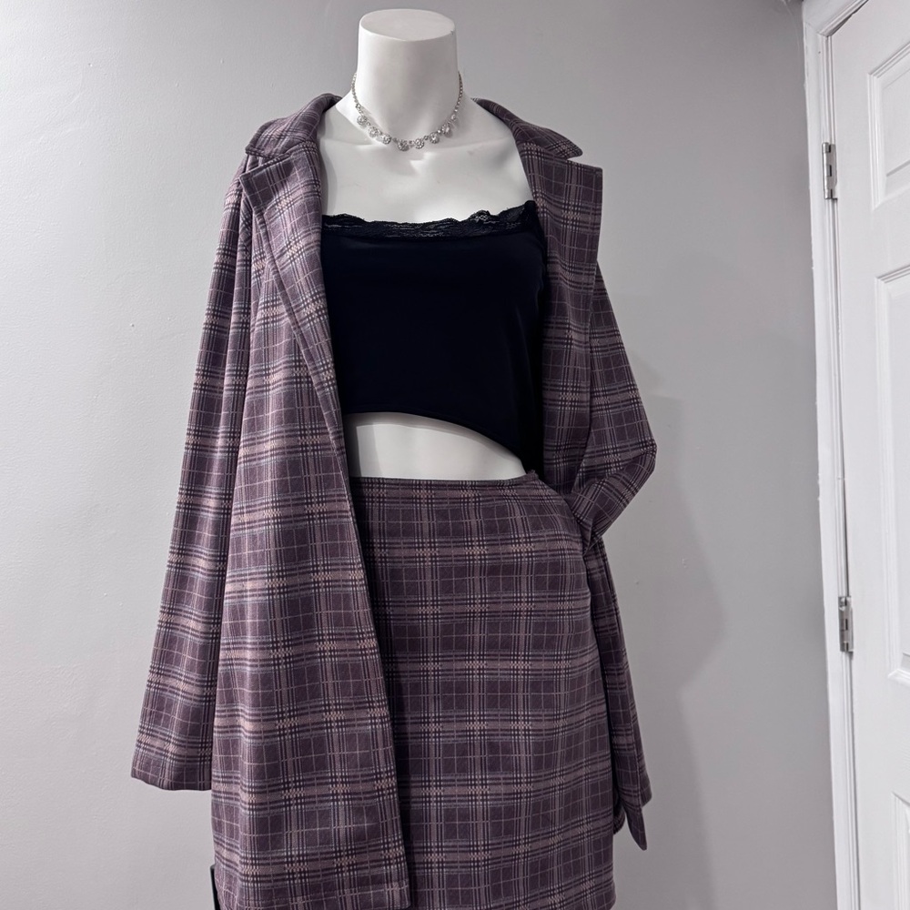 Plaid Women's 2 piece set in Purple.